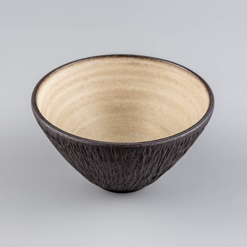 Unique Handmade Stoneware Bowl, Carved Rustic Handcrafted Ceramic ...