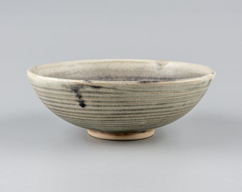 Small Handmade Cereal Bowl Green, Japanese Art Style Unique Stoneware Pot, Handcrafted Pasta Dinner Dish, Organic Pottery Fine Dining Vessel