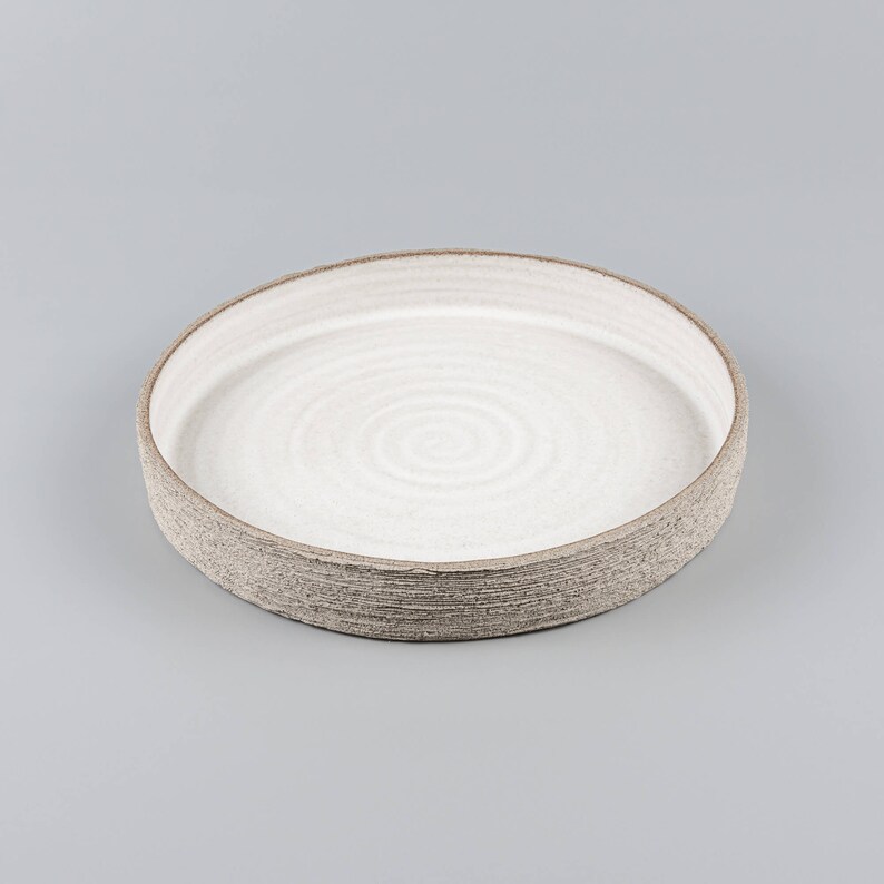 Handmade Stoneware Straight Sided Plate Set of Four, Unique Handcrafted