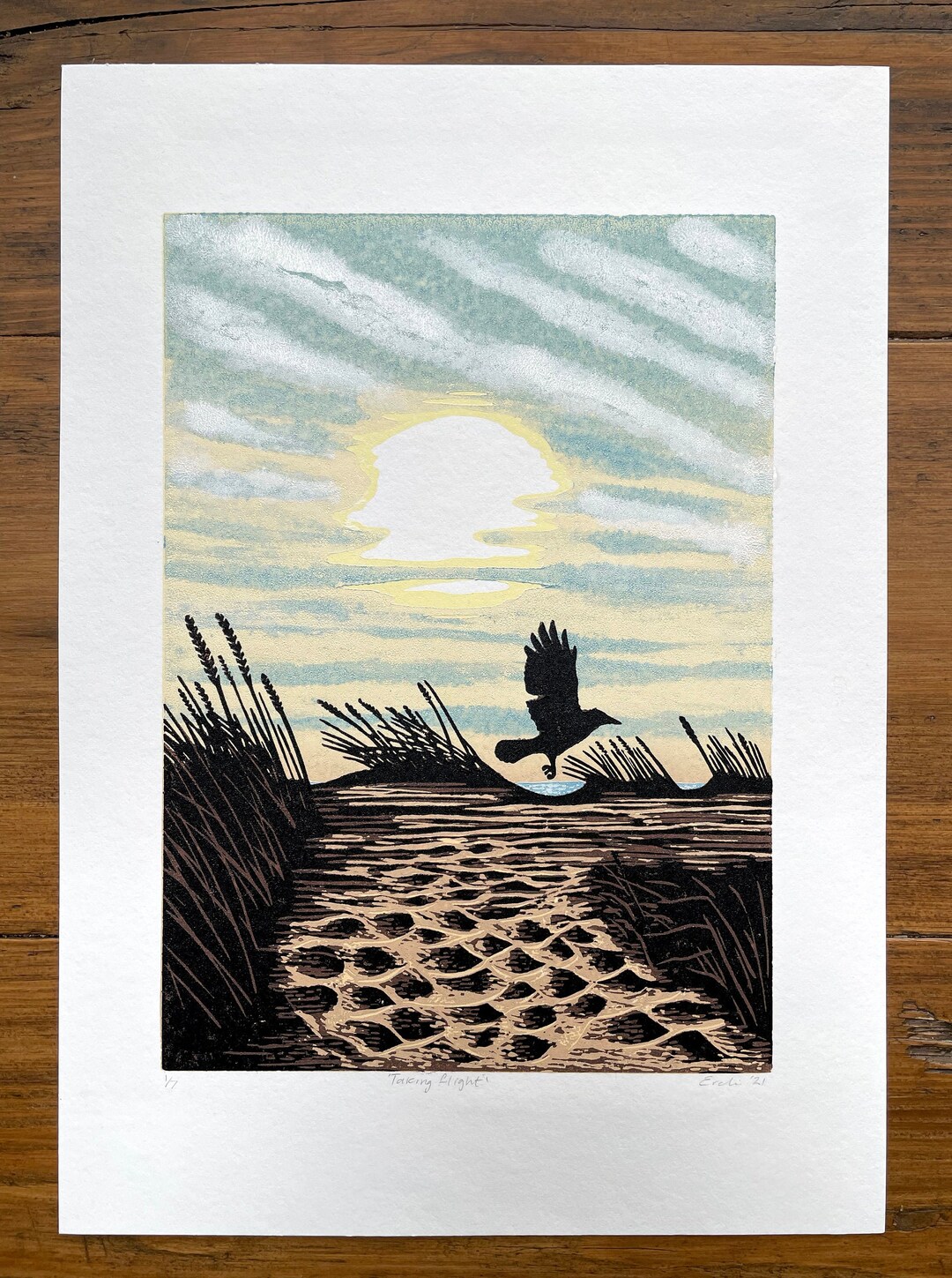 Sunset Linocut Print Etsy
