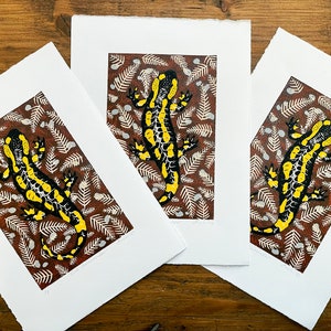Feuersalamander Linoldruck