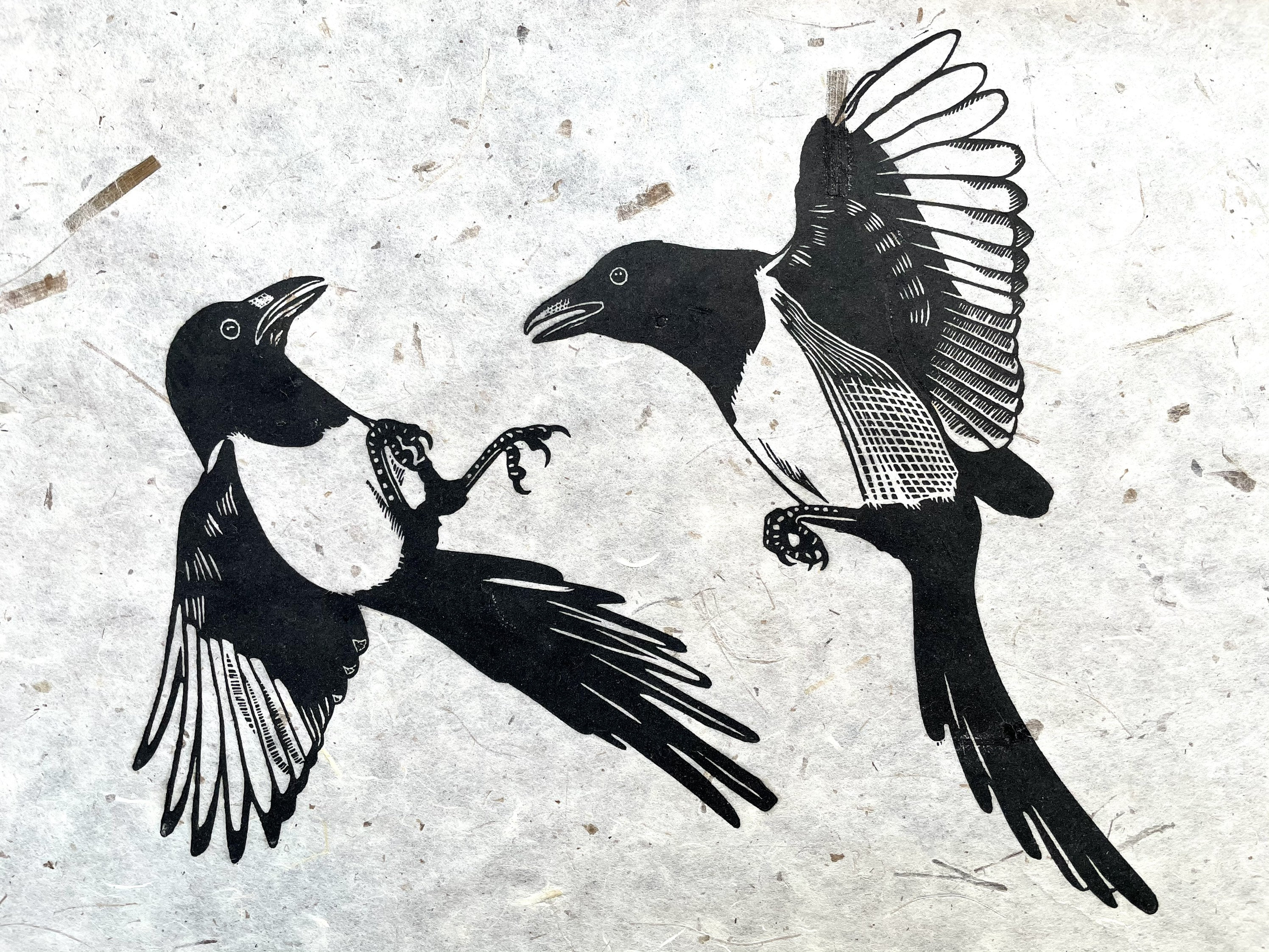 Magpie Art Print / Lino Cut / Corvids / Bird Art / Linoprint - Etsy