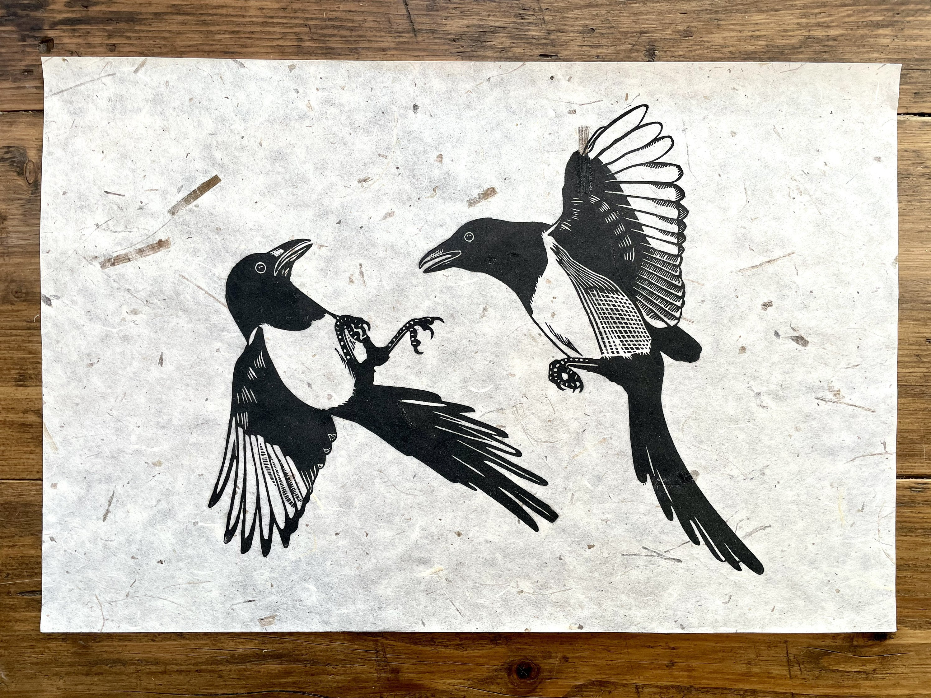 Magpie Art Print / Lino Cut / Corvids / Bird Art / Linoprint - Etsy