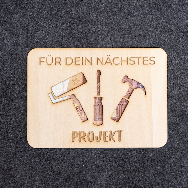 Geschenkkarte Holz / Originelles Geldgeschenk / Baumarktkarte