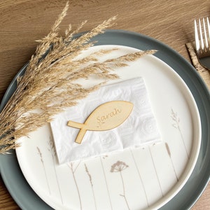 Personalisierte Namensschilder in Fischform / Tischkarten aus Holz / Platzkarten Hochzeit / Geburtstag / Taufe / Kommunion / Konfirmation