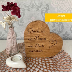 Bester Papa Geschenk / Holzherz mit tollem Spruch / Vatertag / Geburtstag Handgefertigt / Nachhaltig / Massive Eiche / Zum hinstellen