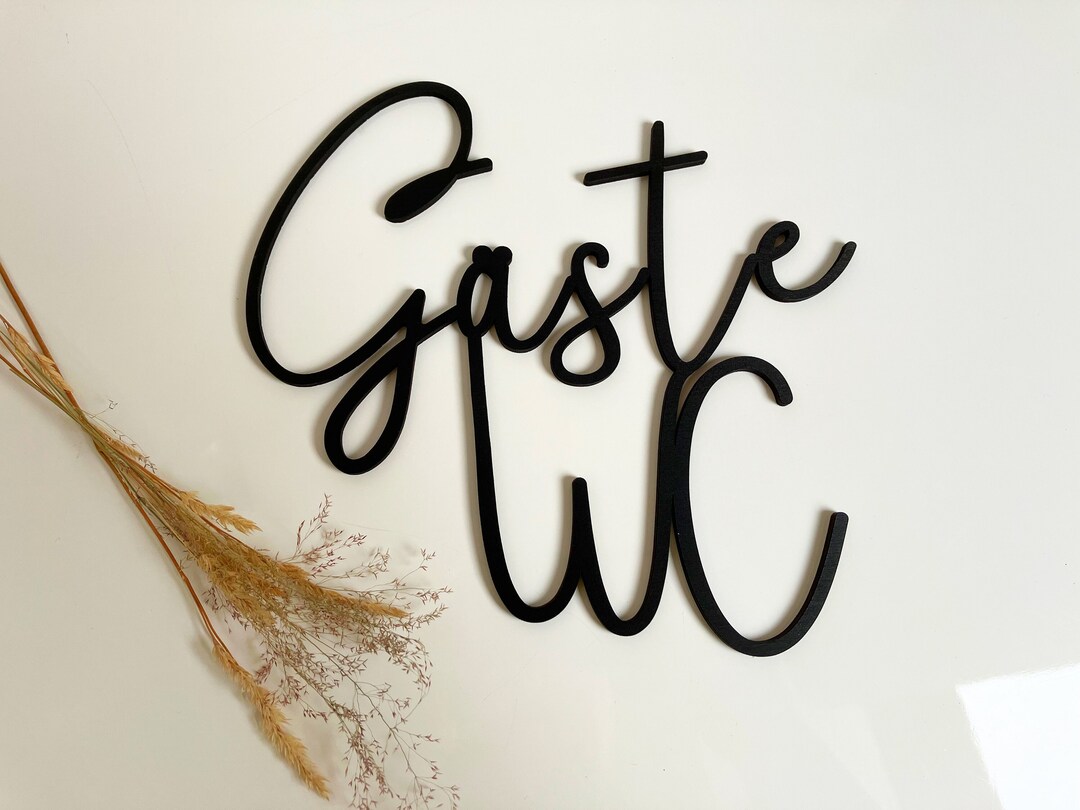 Toileting Lettering Lettering 3D Decoration Bathroom / Toilet / Guest Toilet / Wood / Wall ...