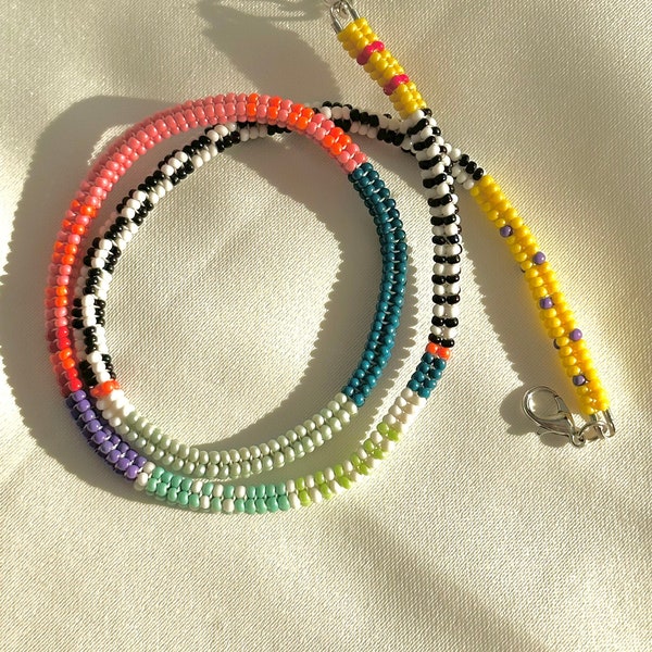 HARMONY Beaded Colorful Necklace, Gift For Her, MultiColor Jewelry, Handwoven Seed Beads, Herringbone Stylish Necklace, Casual Necklace