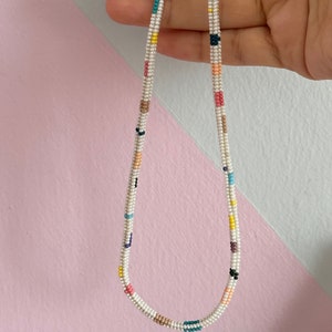 GLEAM Handwoven Colorful Terrazzo Necklace, Colorful Jewelry, Seed Beads Herringbone Necklace, Beaded Stylish Minimal Necklace For Her