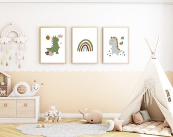 6 poster motifs "Dino-World" I printable wall art I digital print I children's room I digital download