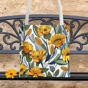 Reusable Flower Tote Bag Floral Print Vintage Style Shoulder Bag Flower Design Groceries Bag Summer Floral Tote Cute botanical Print ToteBag