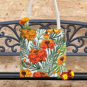 Reusable Flower Tote Bag Floral Print Vintage Style Shoulder Bag Flower Design Groceries Bag Summer Floral Tote Cute Botanical Print ToteBag