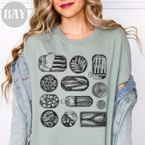 Vintage Tinned Fish Sardines Tin Fish Comfort Colors T-shirt Retro Fish Sardines Shirt Fisherman Aesthetic Seafood Collage Fish Lover Tee