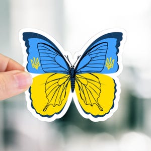 Ukrainian Flag Butterfly Kiss-Cut Stickers I Stand With Ukraine Slava Ukraini Zelynsky Support Pro Ukraine Sticker Ukrainian Solidarity
