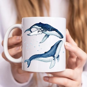 Humpback Whale Mug Nautical Decor Ocean Lovers Gift Nature Wildlife Whale Lover Mug Marine Biologist Gift for Dad Gift Under 15 dollars