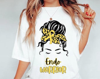 Endo Warrior Shirt Endometriosis Awareness T-shirt Endo Support Gift Tee One In Ten Endo Sister Tee Yellow Ribbon Unisex Softstyle T-Shirt
