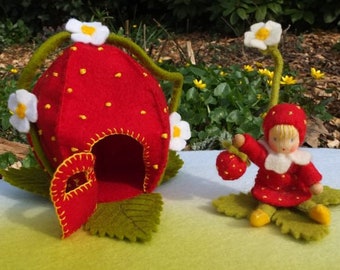 Strawberry child with strawberry house PDF pattern Dutch and German