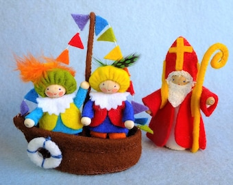 Sinterklaas, Pietjes en bootje PDF patroon Nederlands en Engels