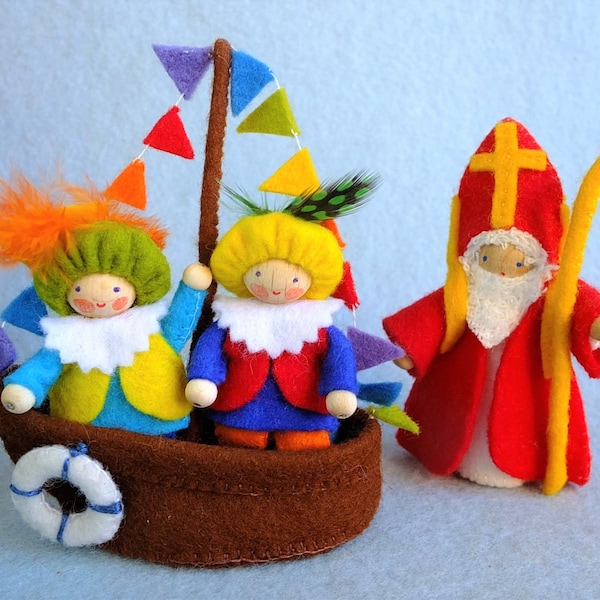 Sinterklaas, Pietjes and boat PDF pattern Dutch and English