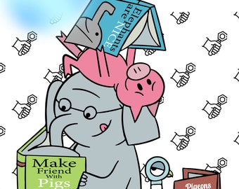 Elephant And Piggie Svg, Elephant Svg, Piggie Svg, Elephant Piggie, Friends Elephant Piggie Pigeon Svg