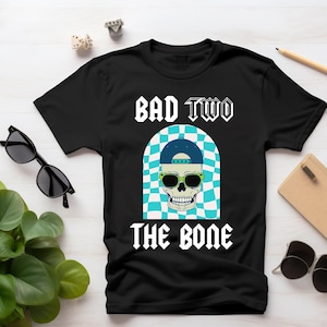 Bad two the bone, 2nd birthday shirt, skull birthday shirt, boy birthday shirt, boy rock shirt, rock n roll birthday , bad 2 the bone