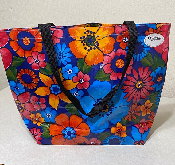Oil Cloth Bag Wipe Clean Large Shopping Bag Floral Multi