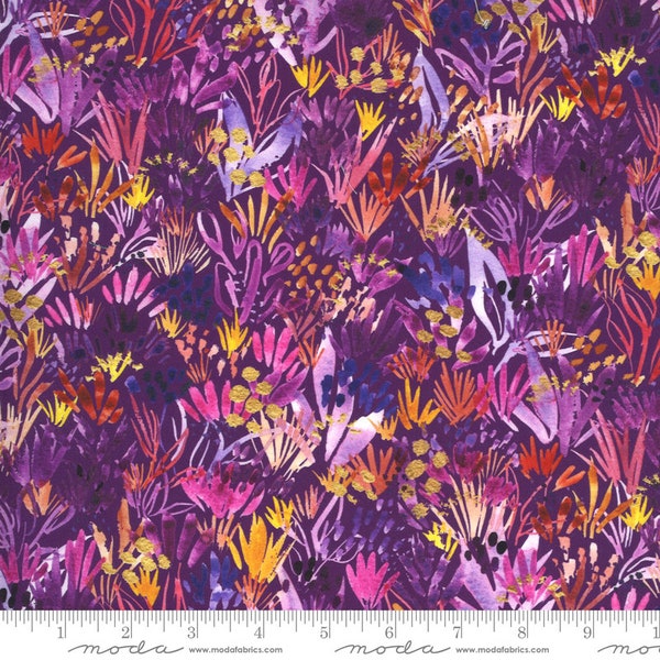 Sunshine Soul Flower Fields, Jewel Tone Colored, Brushstroke Fabric by HALF yard, Moda Fabric