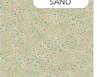 New Shimmer, Lagoon, Sand, Gold and Blue, Dot, Fabric by the HALF Yard, Northcott, 22995M-63