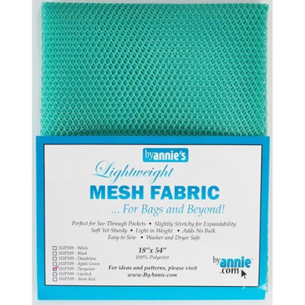 Mesh Fabric, in White, Turquoise, or Yellow, For Bags and Beyond, 100% Polyester, Annies
