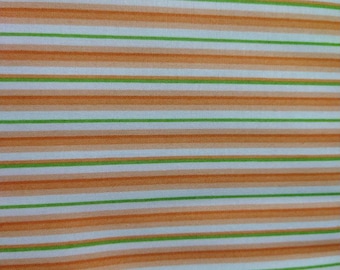 Fresh as a Daisy, Striped, Orange, White, and Green Fabric by the HALF Yard, Maywood Studio