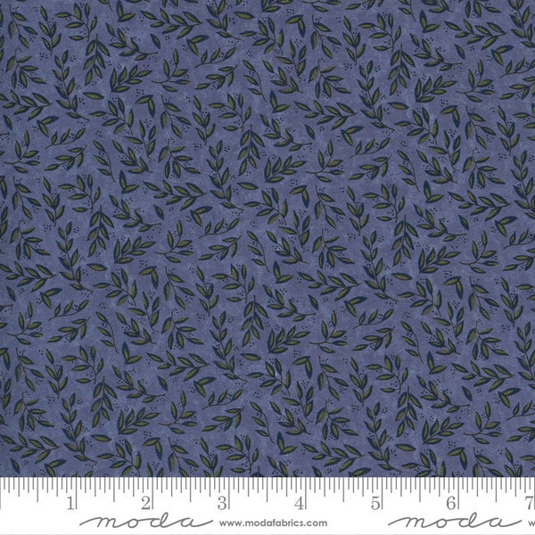 Violet Hill, Blue Lavender, Leaf, Fabric by the HALF Yard, Moda Fabric