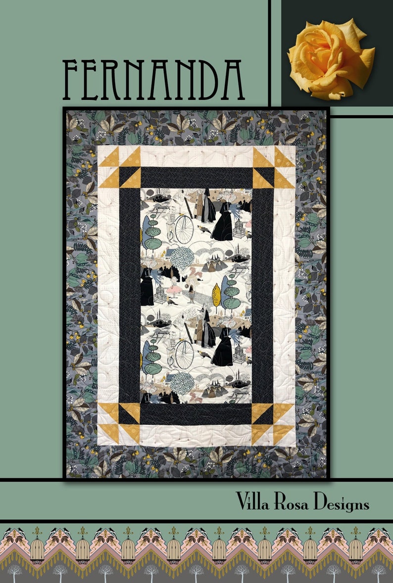 Fernanda Quilt Pattern, Panel Quilt, 55 x 73 Quilt Pattern, Villa Rosa Designs image 1