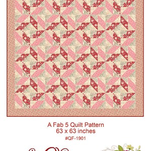 Whirl Wind 5 Yard Quilt Pattern, Fab 5 Pattern by The Quilt Factory, 64"x64" Quilt Pattern