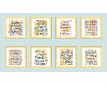 Blessings Fabric Panel, Phrases and Sayings, Colorful Pastel Fabric Panel, Henry Glass Fabric