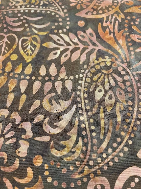 Batik Fabric by the Yard, Vintage Combined Nested Paisley Motif Oriental  Feminine Cultural Eastern Batik Theme, Decorative Upholstery Fabric for  Sofas