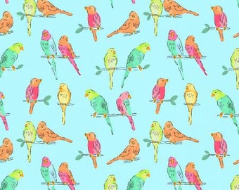 A Beautiful Day Light Sky, Colorful Bird , Clothworks Fabric Priced by the half yard