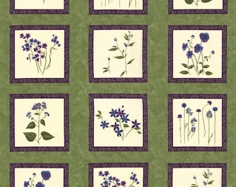 Violet Hill, Fabric Panel, Celery, Moda