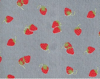 Strawberry Print Fabric: Red, Blue, and Green