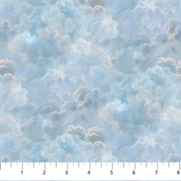 Naturescapes Moonlight Kisses, Light Blue Clouds Fabric by the HALF Yard, Northcott, DP26729-43