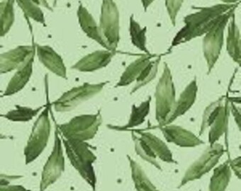 Prose, Green, Leaf and Dot Fabric by the HALF Yard, Maywood Studio Fabric, 9654G