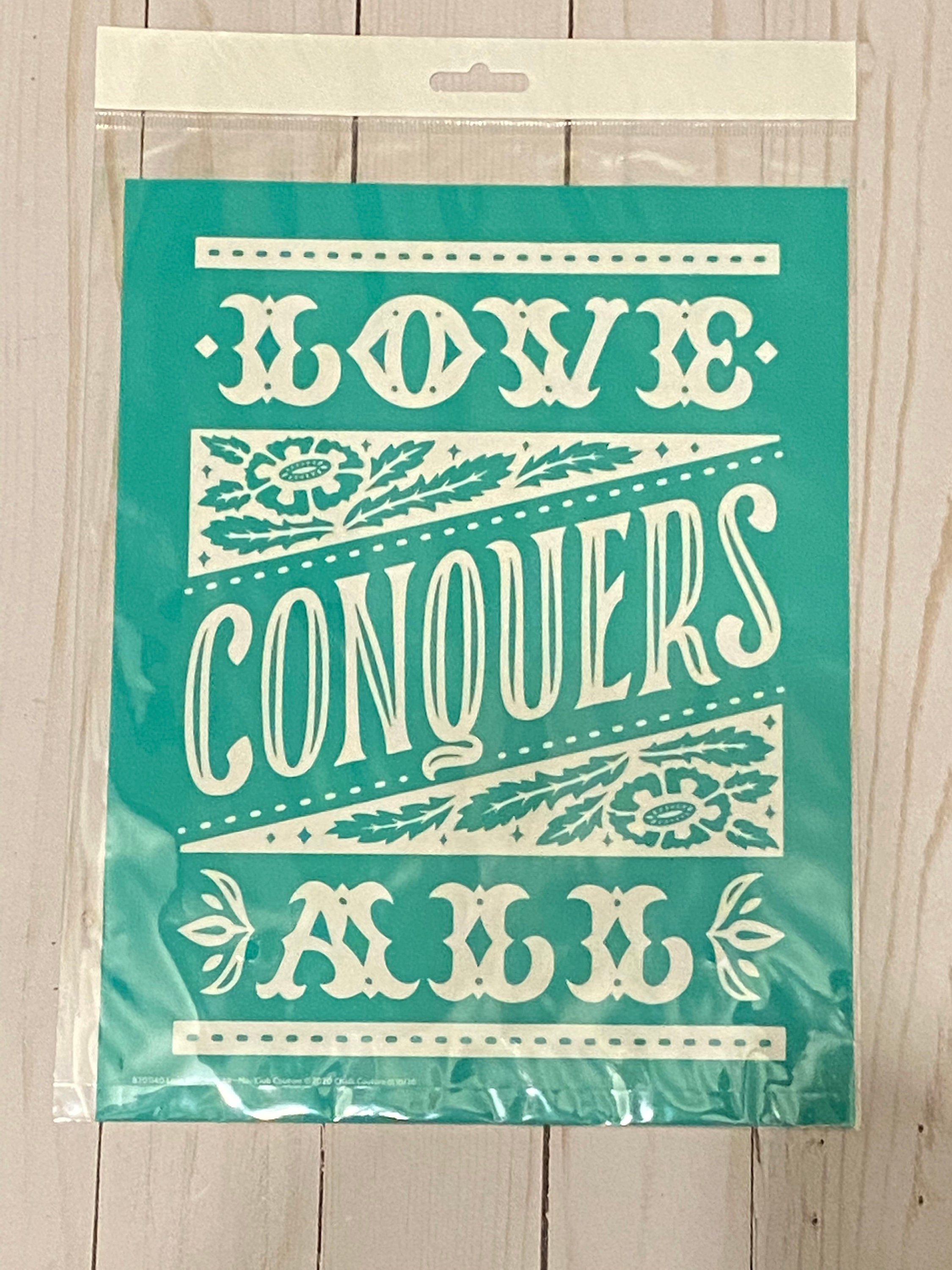 Chalk Couture Love Conquers All Unused Transfer Silkscreen Reusable Stencil  DIY Craft Supply 