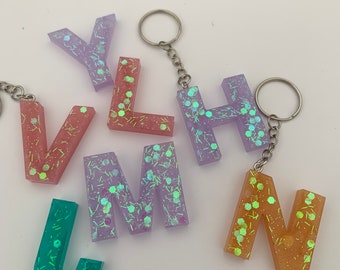 Resin letter keyring