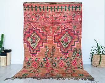 Vintage Pink Boujaad Rug, Authentic Moroccan Rug, 5.8 FT x 9.6 FT