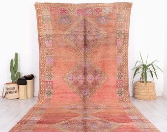 Vintage Moroccan Rug, Oversized Boujaad Rug, 6x13 FT
