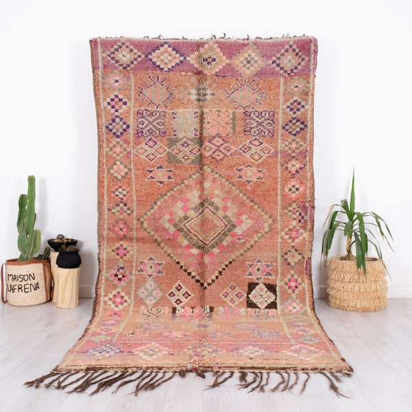 Vintage Moroccan Rug, Purple Boujaad Rug, 5x10 FT