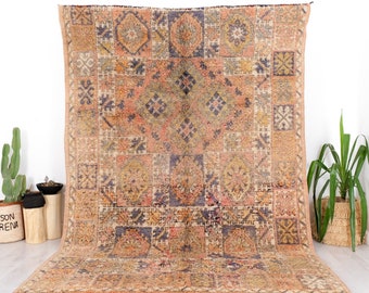 ヴィンテージモロッコラグ、素晴らしいブージャードラグ、7 x 10