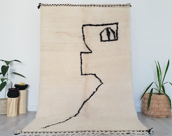 Fantastisch Beni Ourain-tapijt, Marokkaans wollen tapijt, Marokkaans gebiedsdeken, 4,8 FT x 8,1 FT