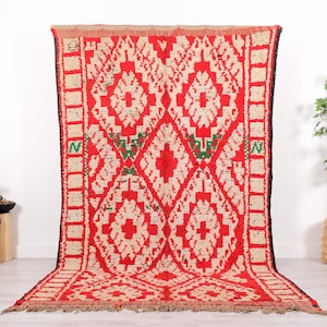 Vintage Marokkanischer Teppich, Authentischer Boujaad Teppich, 1,5 mal 3 Meter