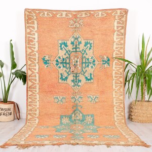 Vintage Moroccan Rug, Pink Boujaad Rug, 6x10 FT