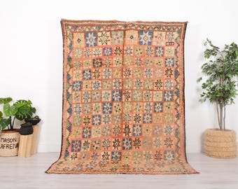 ヴィンテージモロッコラグ、本物のブージャラグ、6 x 11フィート